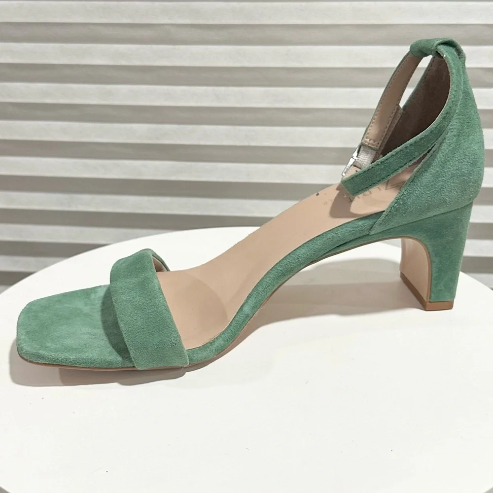 🌸27 EDIT NATURALIZER 🌸 Iriss Emerald Suede Ankle Strap Block Heels Size: 8 - Picture 6 of 11